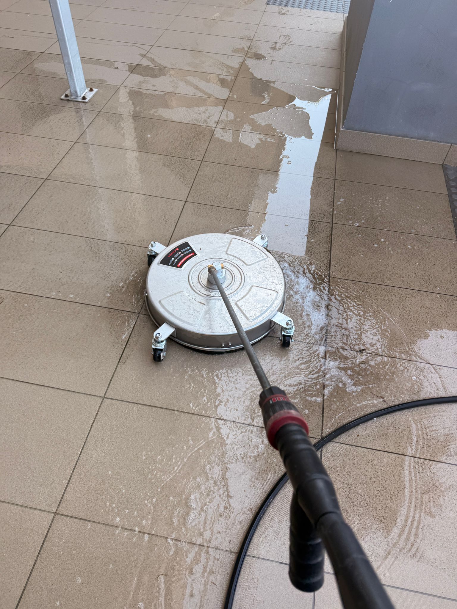 Pathway during pressure washing
